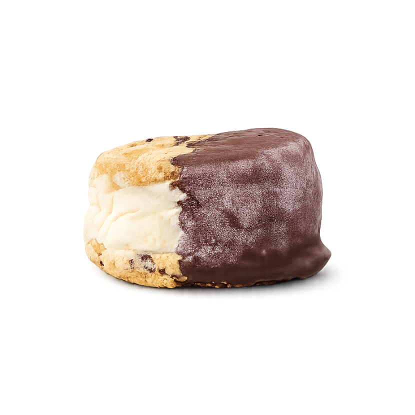 Dipped Vanilla Chocolate Chip Ice Cream Sandwich
